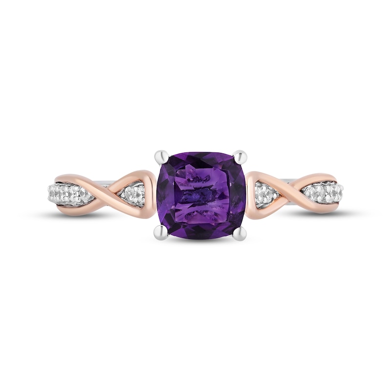 Hallmark Diamonds Amethyst Promise Ring 1/10 ct tw Sterling Silver & 10K Rose Gold