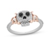 Thumbnail Image 0 of Disney Treasures Coco Black & White Diamond Sugar Skull Ring 1/5 ct tw Sterling Silver & 10K Rose Gold