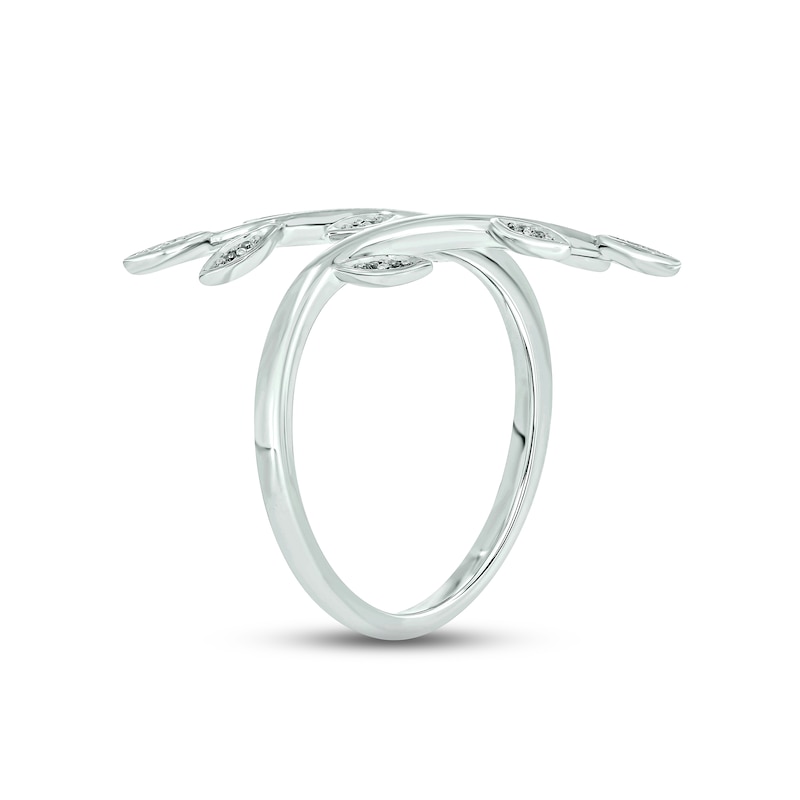 Main Image 2 of Diamond Leaf Ring 1/10 ct tw Round-cut Sterling Silver