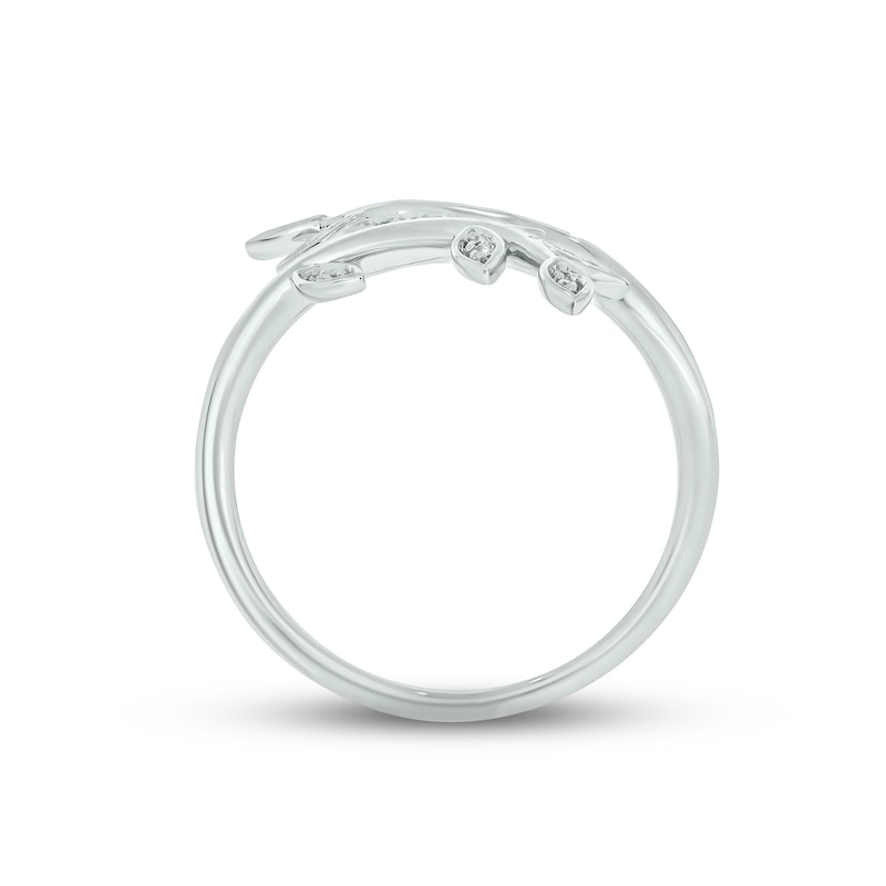Main Image 3 of Diamond Leaf Ring 1/10 ct tw Round-cut Sterling Silver