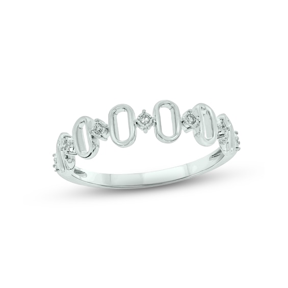 Diamond Oval Ring Sterling Silver