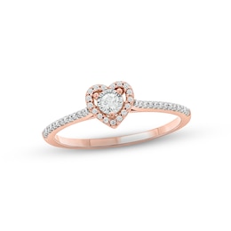 Diamond Heart Halo Promise Ring 1/6 ct tw 10K Rose Gold
