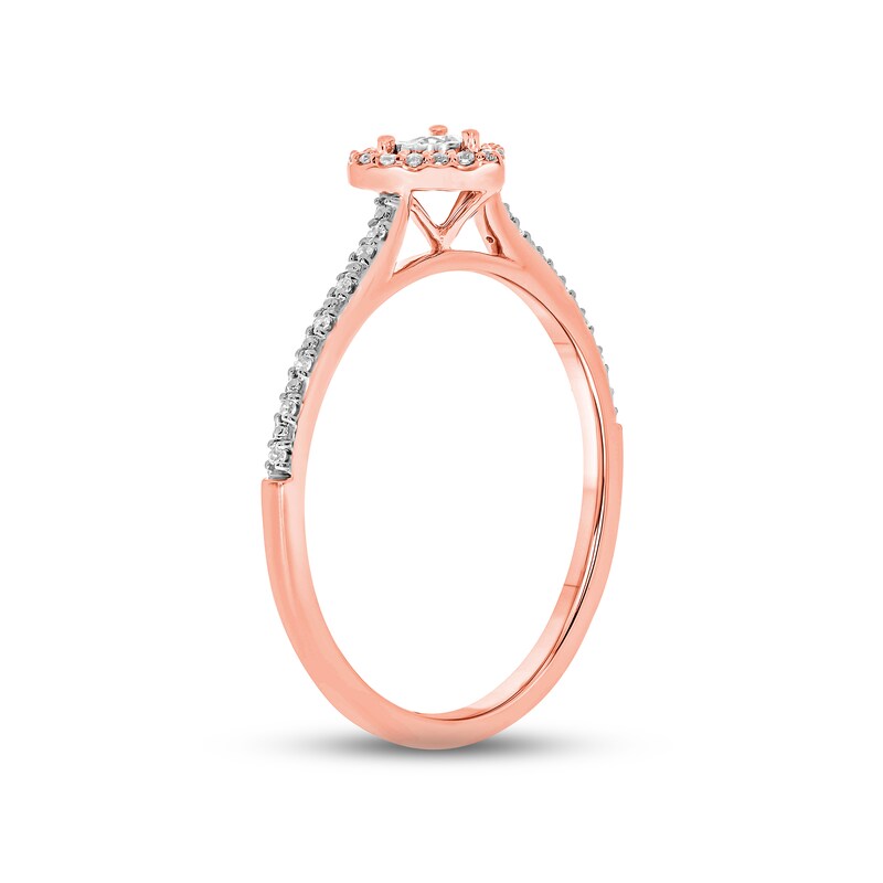 Main Image 2 of Diamond Heart Halo Promise Ring 1/6 ct tw 10K Rose Gold