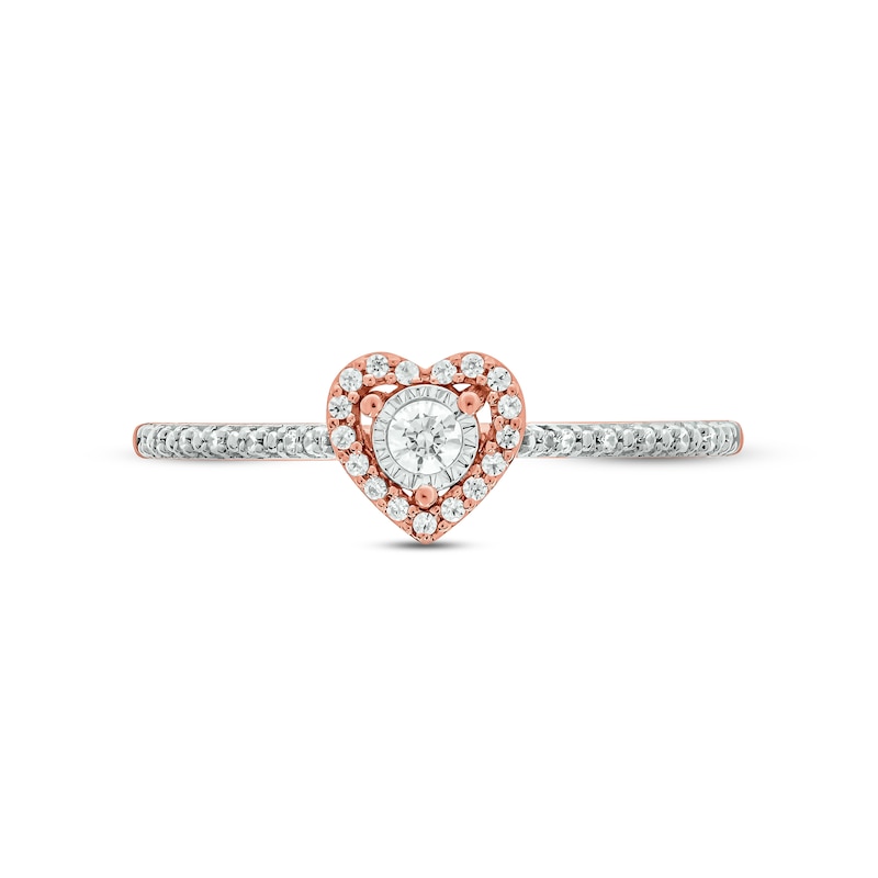 Main Image 3 of Diamond Heart Halo Promise Ring 1/6 ct tw 10K Rose Gold