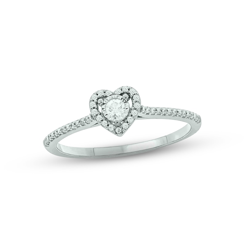 Diamond Heart Promise Ring 1/6 ct tw Round-cut 10K White Gold