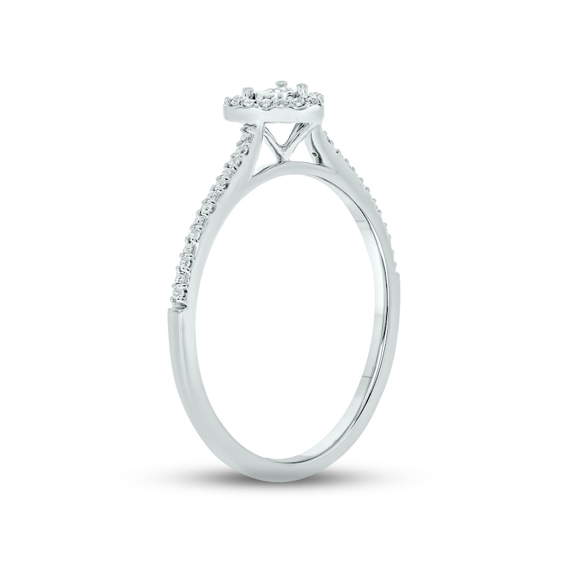 Main Image 2 of Diamond Heart Halo Promise Ring 1/6 ct tw 10K White Gold