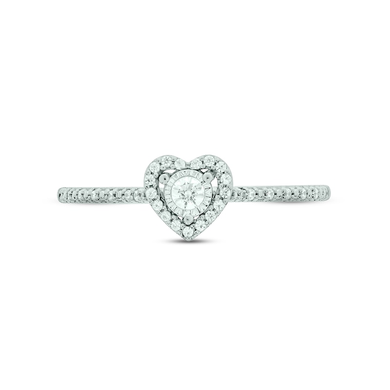 Main Image 3 of Diamond Heart Halo Promise Ring 1/6 ct tw 10K White Gold