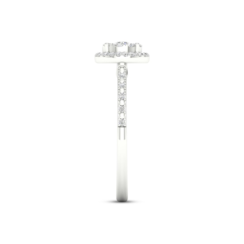 Main Image 3 of Multi-Diamond Halo Promise Ring 1/4 ct tw 10K White Gold