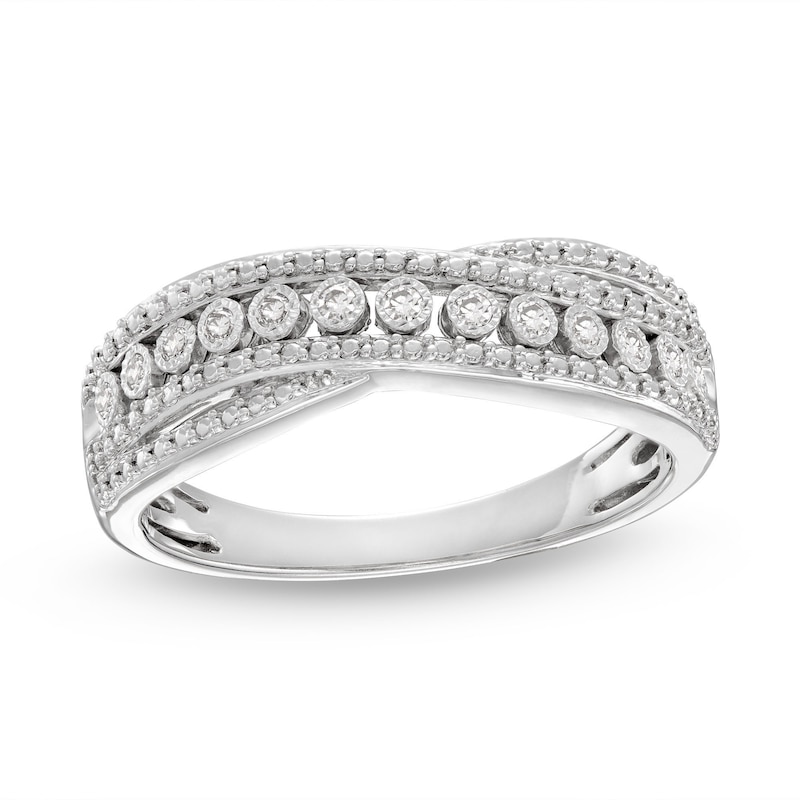 Diamond Bypass Ring 1/10 ct tw Round-cut Sterling Silver