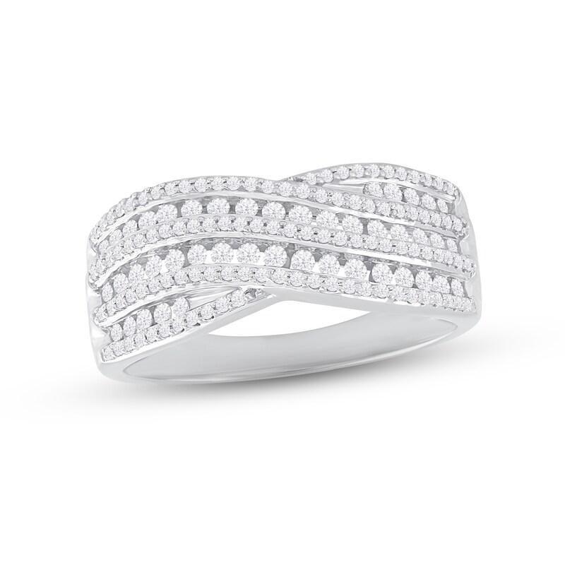 Diamond Bypass Ring 1/2 ct tw Round-cut 10K White Gold