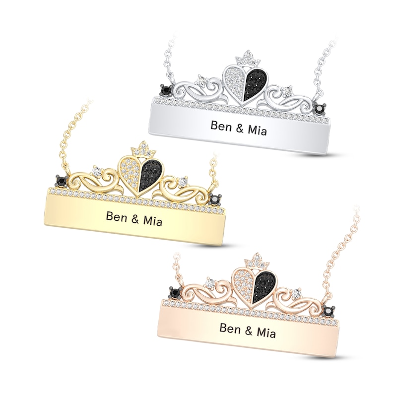 Main Image 2 of Disney Treasures Alice in Wonderland Black & White Diamond Necklace 1/4 ct tw 10K Rose Gold 17&quot;