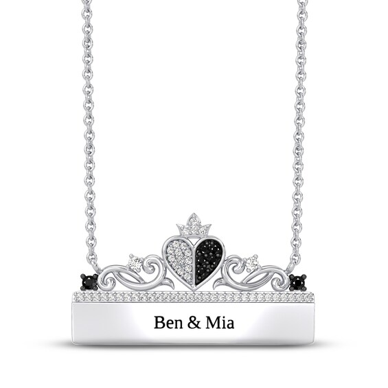 Disney Treasures Alice in Wonderland Black & White Diamond Necklace 1/4 ct tw 10K White Gold 17"