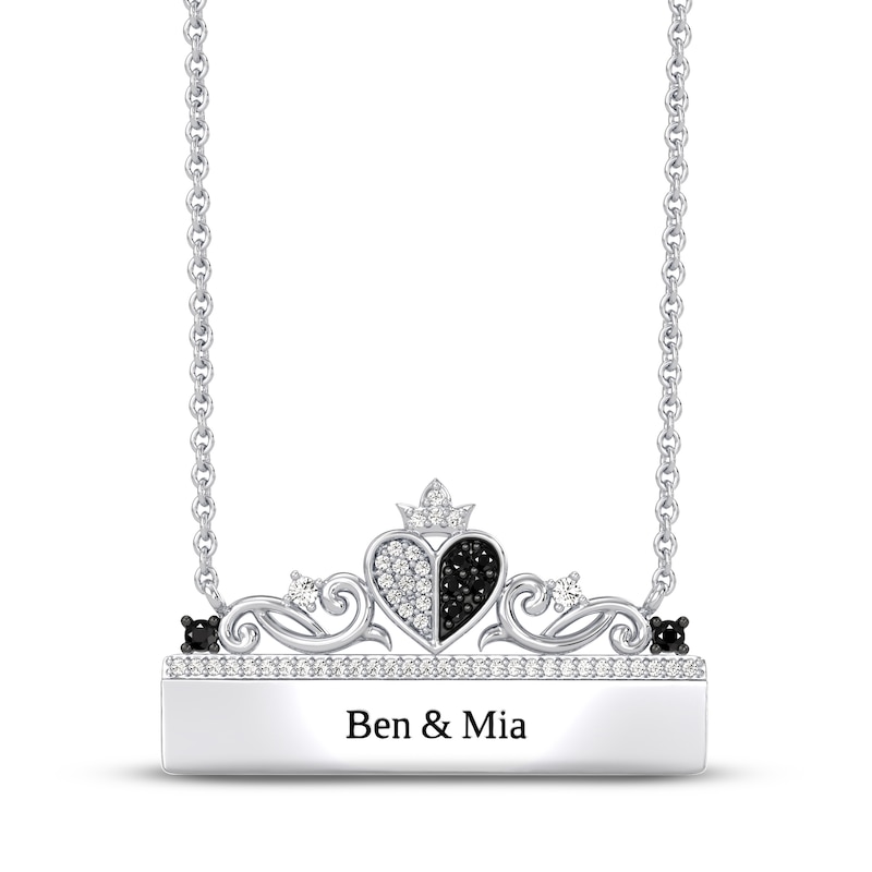 Disney Treasures Alice in Wonderland Black & White Diamond Necklace 1/4 ct tw 10K White Gold 17"
