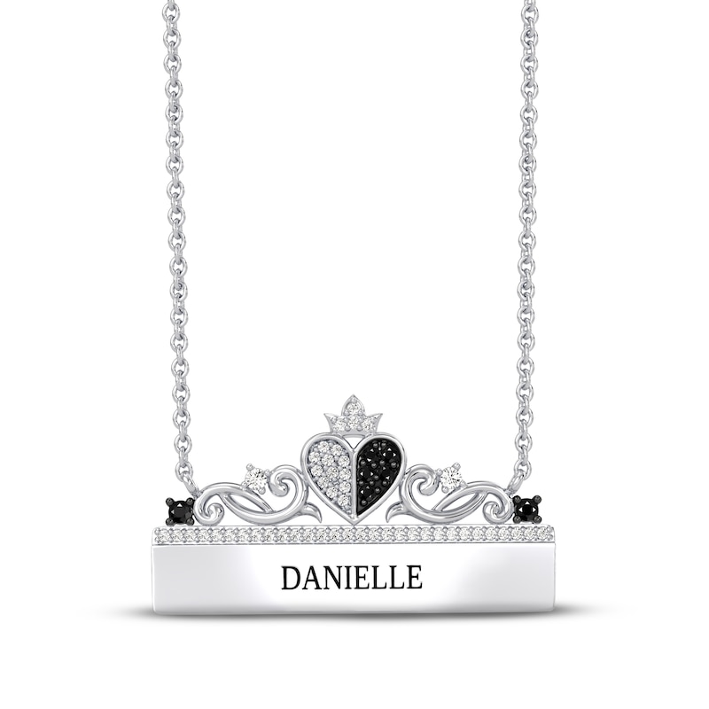 Disney Treasures Alice in Wonderland Black & White Diamond Necklace 1/4 ct tw Sterling Silver 17"