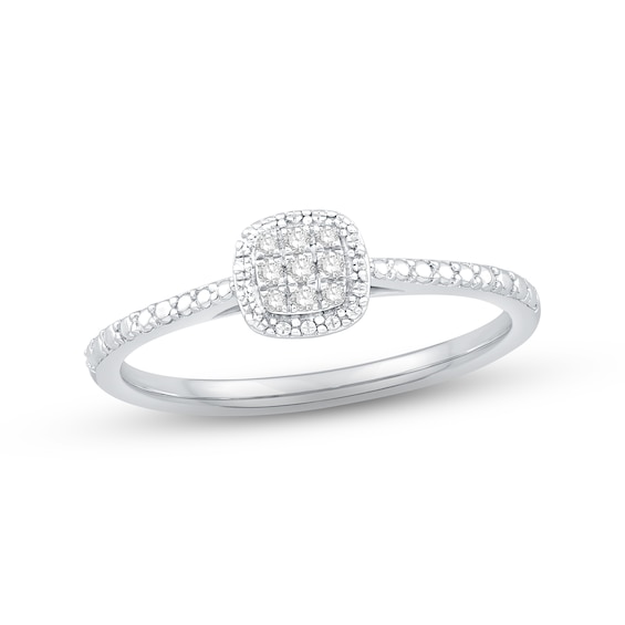 Multi-Diamond Cushion-Shaped Promise Ring 1/20 ct tw Sterling Silver