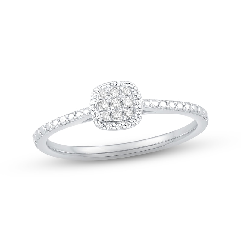 Main Image 1 of Multi-Diamond Cushion-Shaped Promise Ring 1/20 ct tw Sterling Silver