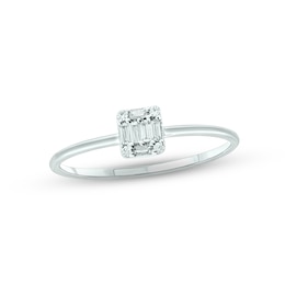 Diamond Promise Ring 1/10 ct tw Baguette & Round-cut 10K White Gold