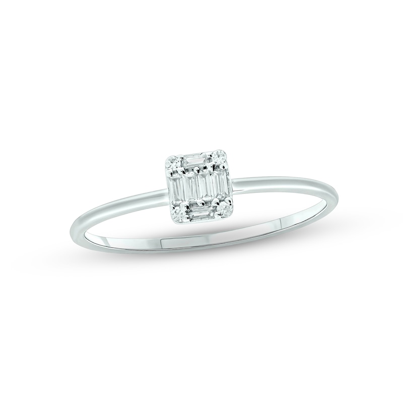 Main Image 1 of Baguette & Round-Cut Multi-Diamond Promise Ring 1/10 ct tw 10K White Gold