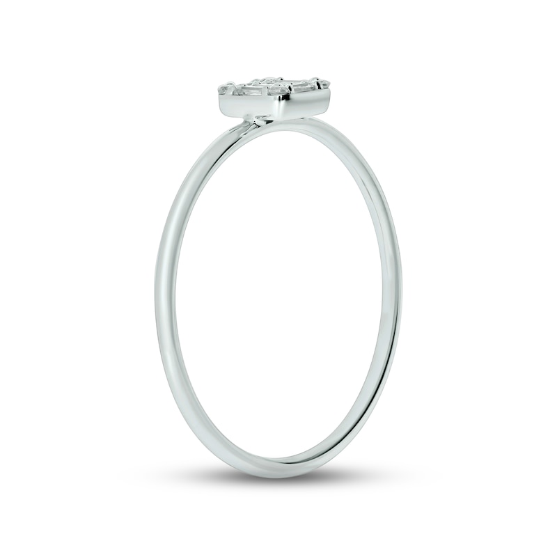 Diamond Promise Ring 1/10 ct tw Baguette & Round-cut 10K White Gold