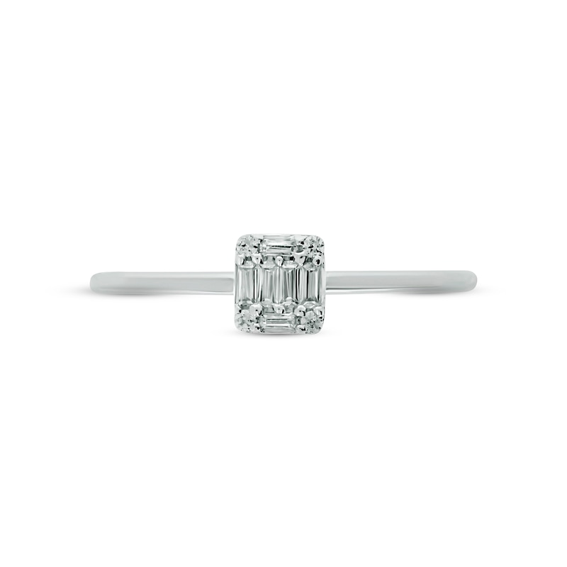 Main Image 3 of Baguette & Round-Cut Multi-Diamond Promise Ring 1/10 ct tw 10K White Gold