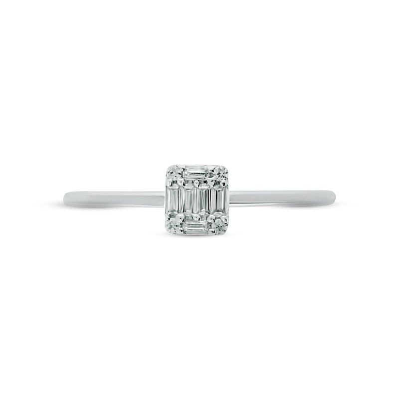 Diamond Promise Ring 1/10 ct tw Baguette & Round-cut 10K White Gold