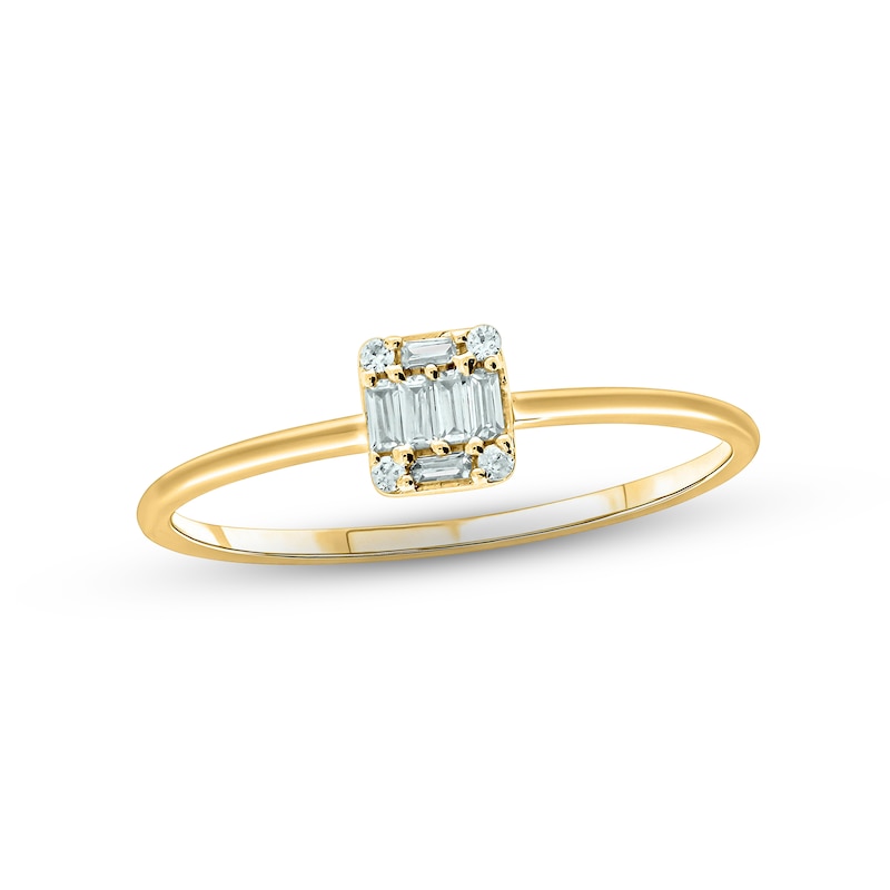 Main Image 1 of Baguette & Round-Cut Multi-Diamond Promise Ring 1/10 ct tw 10K Yellow Gold