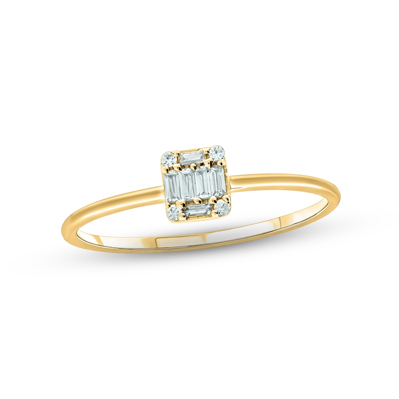 Diamond Promise Ring 1/10 ct tw Baguette & Round-cut 10K Yellow Gold