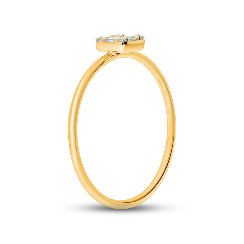 Main Image 2 of Baguette & Round-Cut Multi-Diamond Promise Ring 1/10 ct tw 10K Yellow Gold