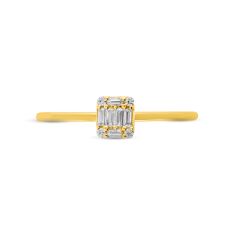 Main Image 3 of Baguette & Round-Cut Multi-Diamond Promise Ring 1/10 ct tw 10K Yellow Gold
