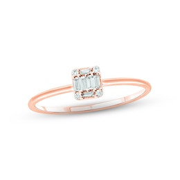 Round & Baguette-Cut Multi-Diamond Promise Ring 1/10 ct tw 10K Rose Gold