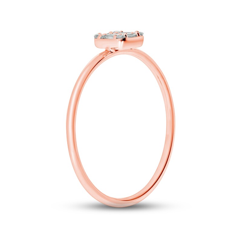 Main Image 2 of Round & Baguette-Cut Multi-Diamond Promise Ring 1/10 ct tw 10K Rose Gold