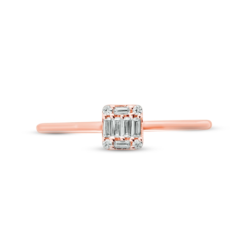 Main Image 3 of Round & Baguette-Cut Multi-Diamond Promise Ring 1/10 ct tw 10K Rose Gold