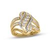 Thumbnail Image 1 of Diamond Swirl Ring 1/2 ct tw Round & Baguette-cut 10K Yellow Gold