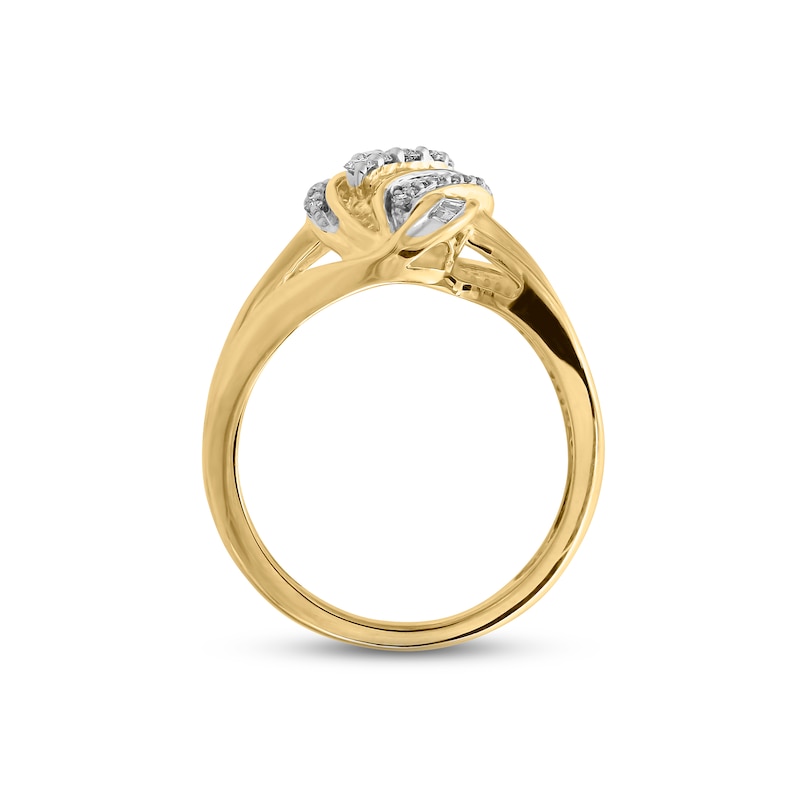 Main Image 3 of Diamond Swirl Ring 1/2 ct tw Round & Baguette-cut 10K Yellow Gold