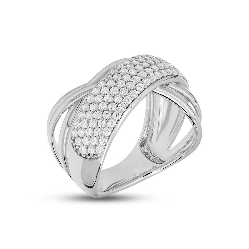 Main Image 2 of Diamond Crisscross Ring 1 ct tw Round-cut 10K White Gold