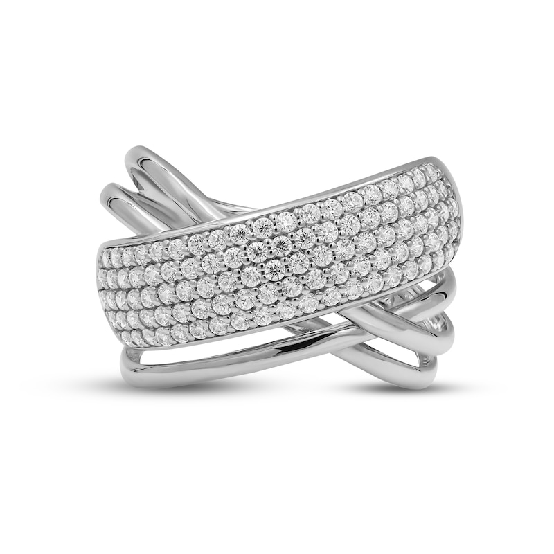Main Image 3 of Diamond Crisscross Ring 1 ct tw Round-cut 10K White Gold