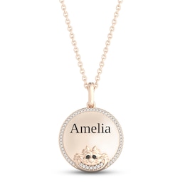 Disney Treasures Alice in Wonderland "Cheshire Cat" Diamond Necklace 1/10 ct tw 10K Rose Gold 17"
