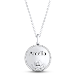 Disney Treasures Alice in Wonderland "Cheshire Cat" Diamond Necklace 1/10 ct tw 10K White Gold 17"
