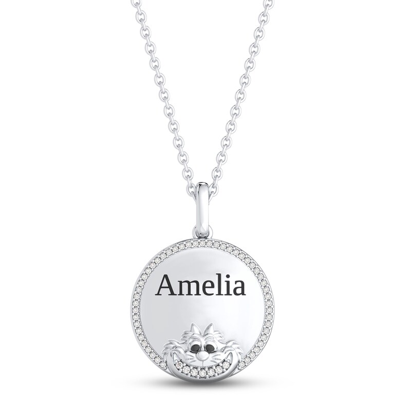 Main Image 1 of Disney Treasures Alice in Wonderland &quot;Cheshire Cat&quot; Diamond Necklace 1/10 ct tw 10K White Gold 17&quot;