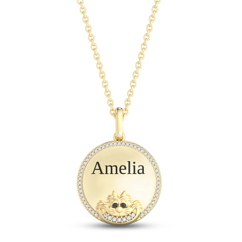 Main Image 1 of Disney Treasures Alice in Wonderland &quot;Cheshire Cat&quot; Diamond Necklace 1/10 ct tw 10K Yellow Gold 17&quot;