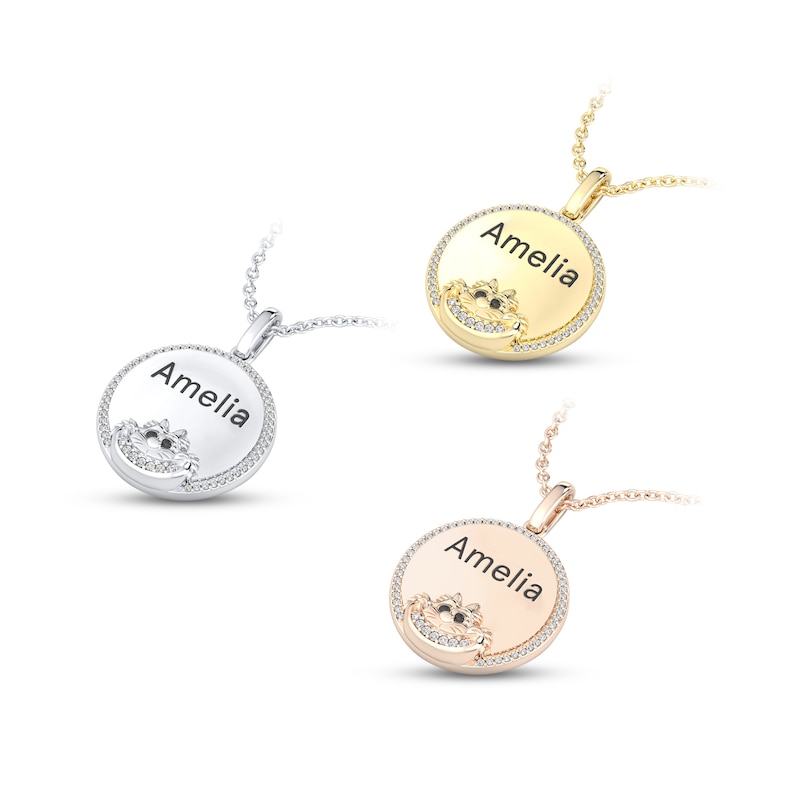 Main Image 2 of Disney Treasures Alice in Wonderland &quot;Cheshire Cat&quot; Diamond Necklace 1/10 ct tw 10K Yellow Gold 17&quot;