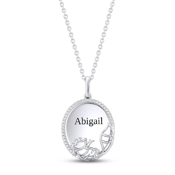 Disney Treasures Alice in Wonderland "Cheshire Cat" Diamond Necklace 1/15 ct tw Sterling Silver 17"