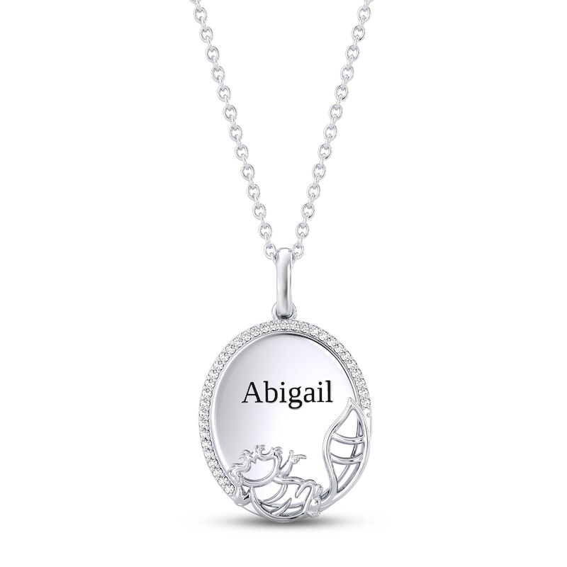 Disney Treasures Alice in Wonderland "Cheshire Cat" Diamond Necklace 1/15 ct tw Sterling Silver 17"