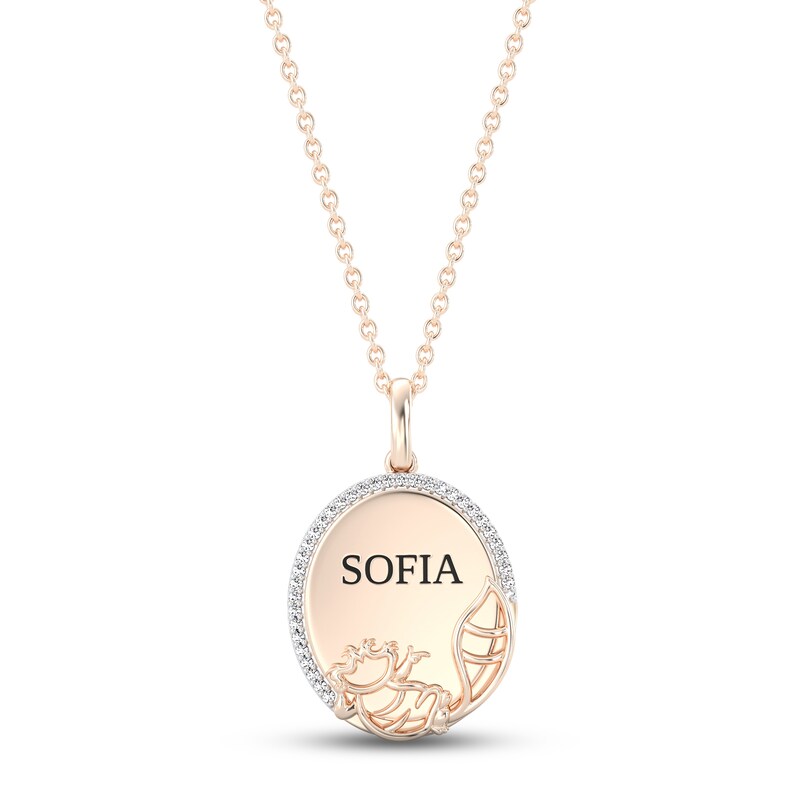 Main Image 1 of Disney Treasures Alice in Wonderland &quot;Cheshire Cat&quot; Diamond Necklace 1/15 ct tw 10K Rose Gold 17&quot;