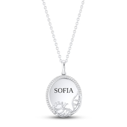 Disney Treasures Alice in Wonderland "Cheshire Cat" Diamond Necklace 1/15 ct tw 10K White Gold 17"