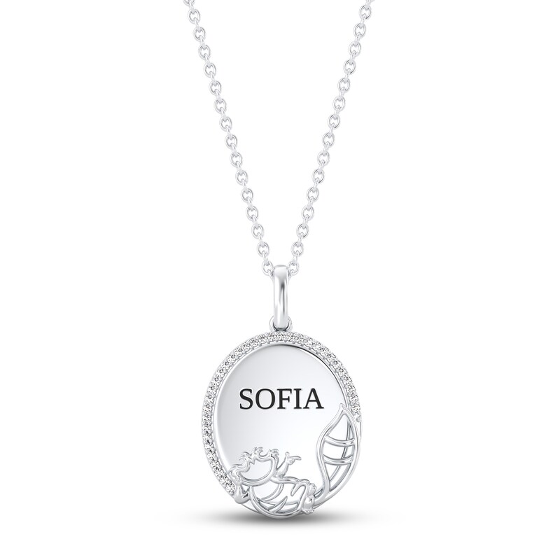 Main Image 1 of Disney Treasures Alice in Wonderland &quot;Cheshire Cat&quot; Diamond Necklace 1/15 ct tw 10K White Gold 17&quot;