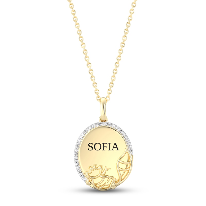 Main Image 1 of Disney Treasures Alice in Wonderland &quot;Cheshire Cat&quot; Diamond Necklace 1/15 ct tw 10K Yellow Gold 17&quot;