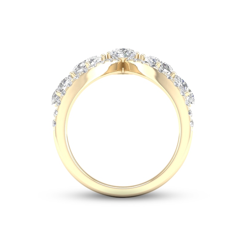 Main Image 4 of Diamond V Ring 1-1/2 ct tw Pear & Round-cut 14K Yellow Gold