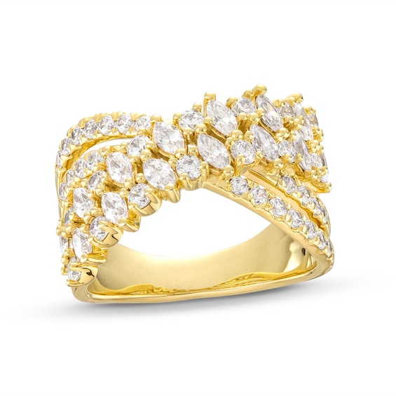 Kay Diamond Crossover Ring 1-1/2 ct tw Marquise & Round-cut 14K Yellow Gold