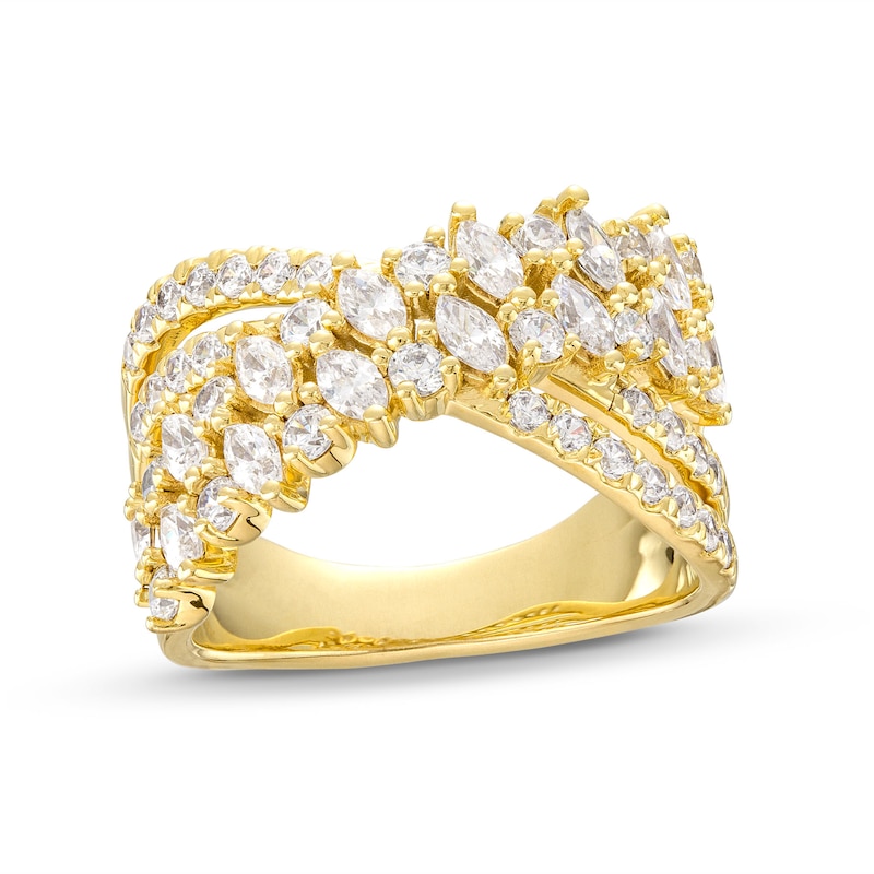 Main Image 1 of Diamond Crossover Ring 1-1/2 ct tw Marquise & Round-cut 14K Yellow Gold